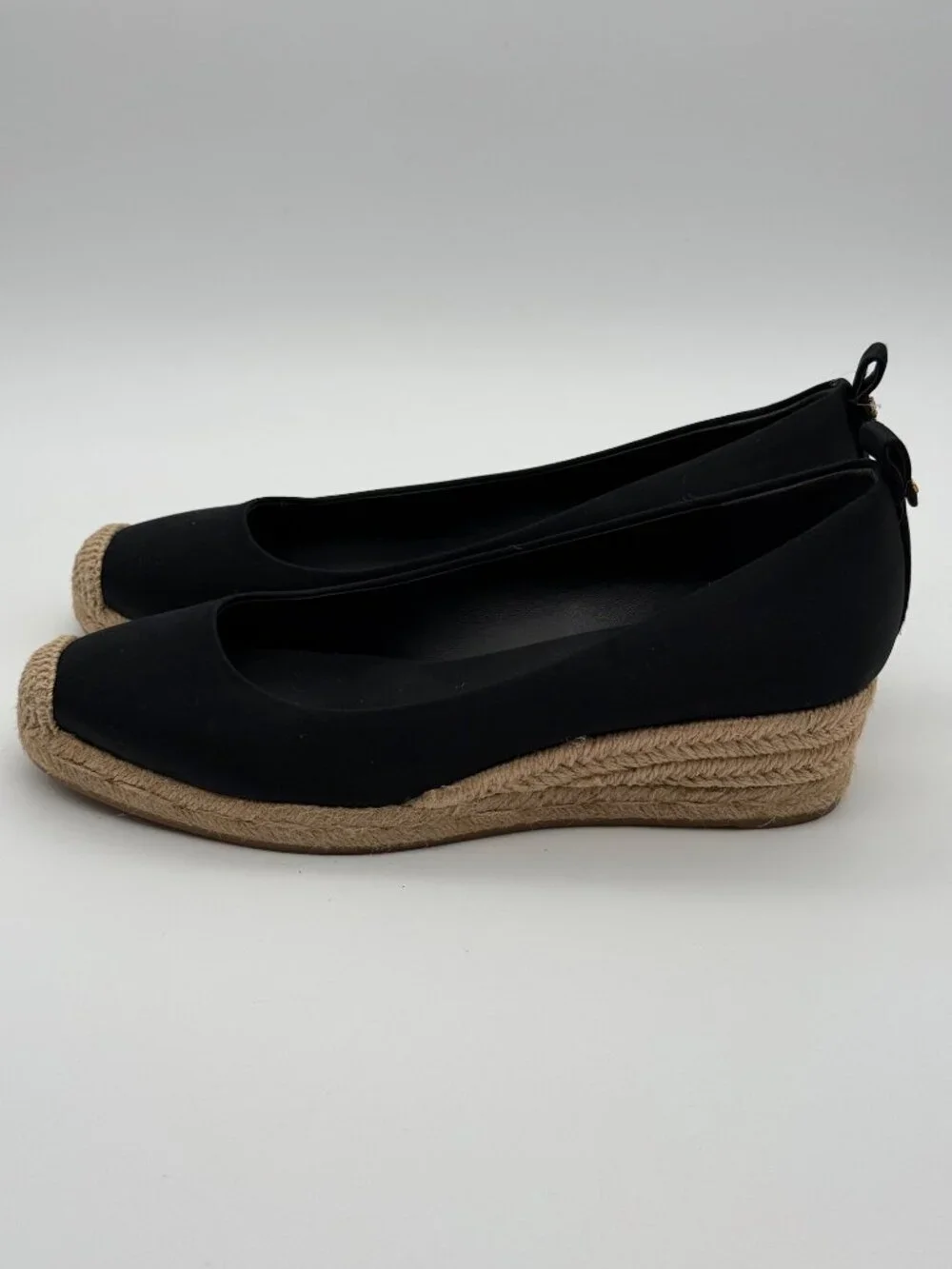 Tory Burch Color-Block Espadrille Wedge Flats Black Size 7.5 NWOB
